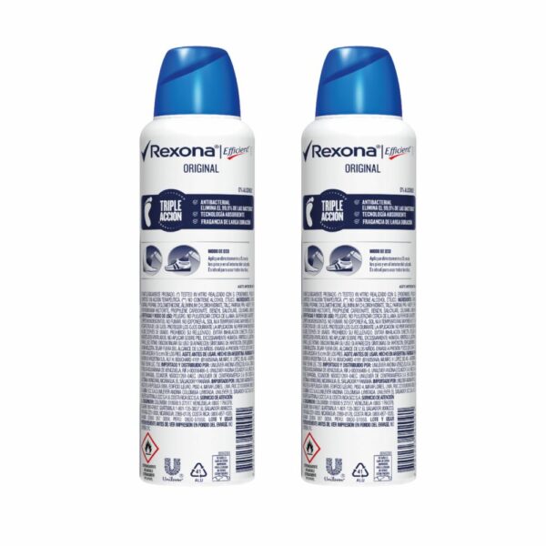 Desodorante En Aerosol Para Pies Efficient REXONA 210 Ml - Imagen 2