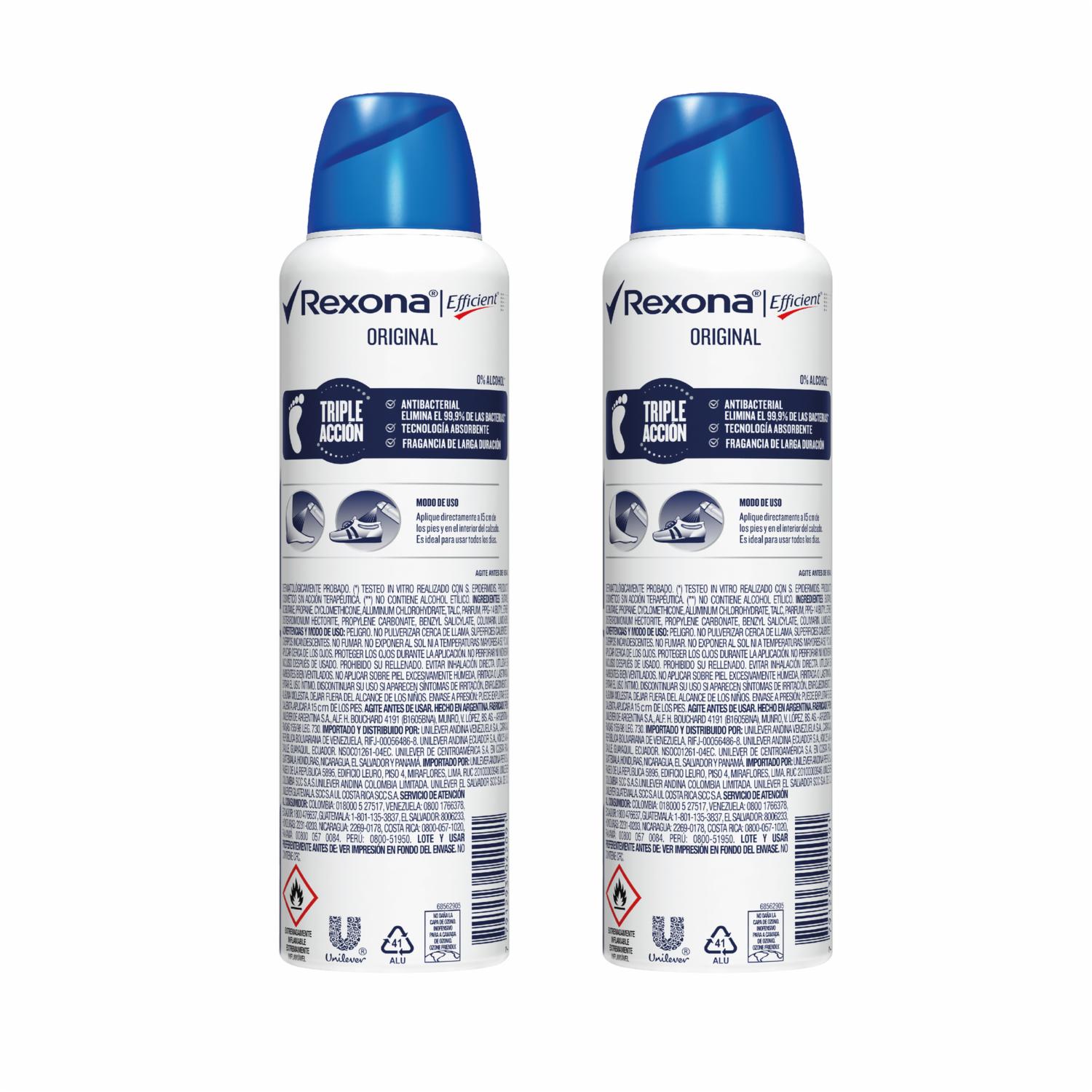 Desodorante En Aerosol Para Pies Efficient REXONA 210 Ml - Imagen 2