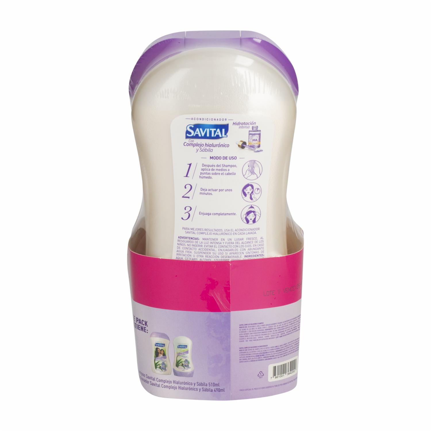 Shampoo Y Acondicionador Hialuronico SAVITAL Botella 510 Ml+490 Ml