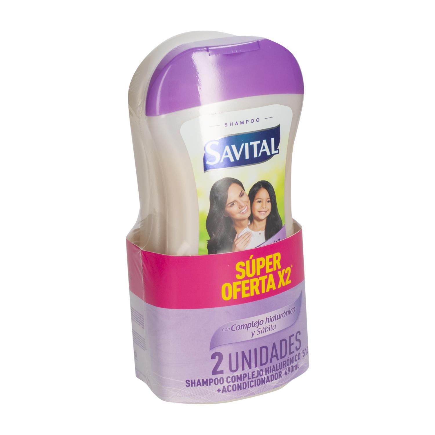 Shampoo Y Acondicionador Hialuronico SAVITAL Botella 510 Ml+490 Ml