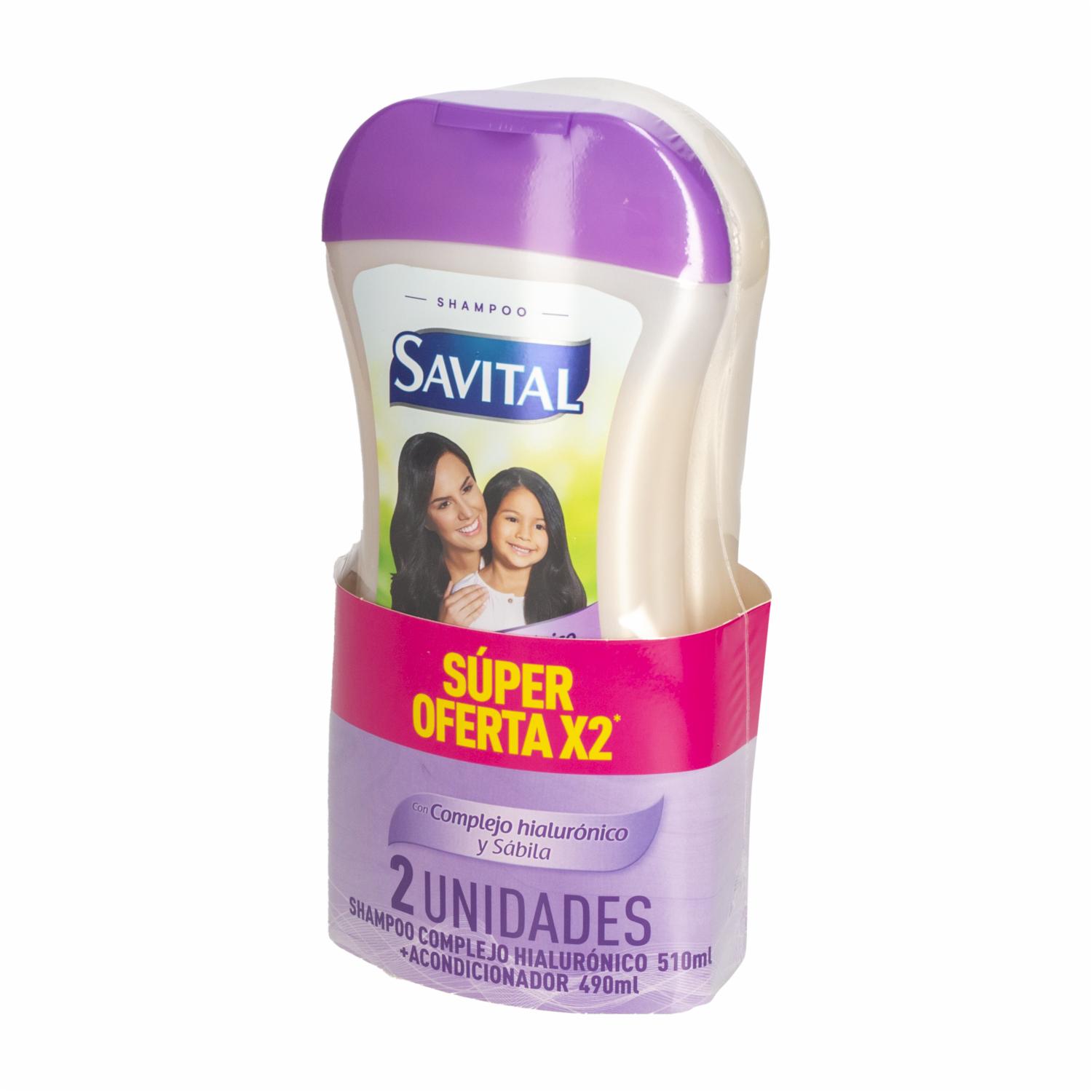 Shampoo Y Acondicionador Hialuronico SAVITAL Botella 510 Ml+490 Ml