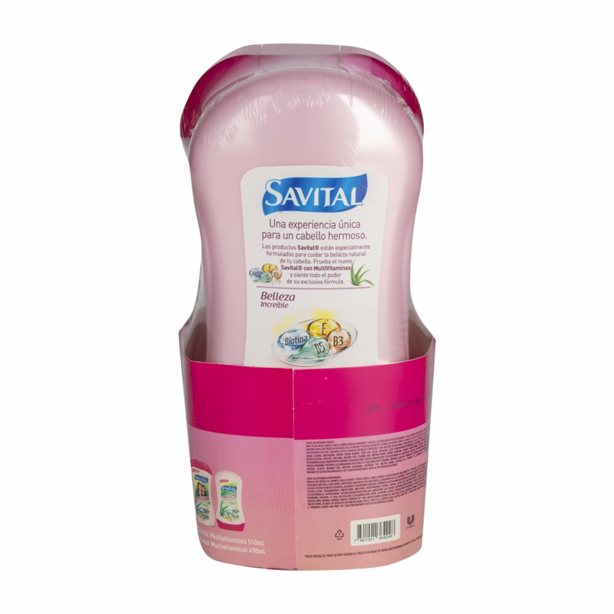 Shampoo Y Acondicionador Con Multivitaminas SAVITAL Pack 1000 Ml