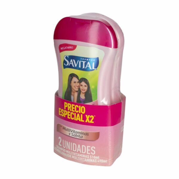 Shampoo + Acondicionador Con Multivitaminas SAVITAL Pack 1000 Ml - Imagen 4