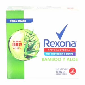 Jabón En Barra Antibacterial De Bamboo Y Aloe REXONA 3 X 110 G