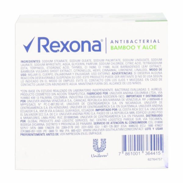 Jabón En Barra Antibacterial De Bamboo Y Aloe REXONA 3 X 110 G - Imagen 2