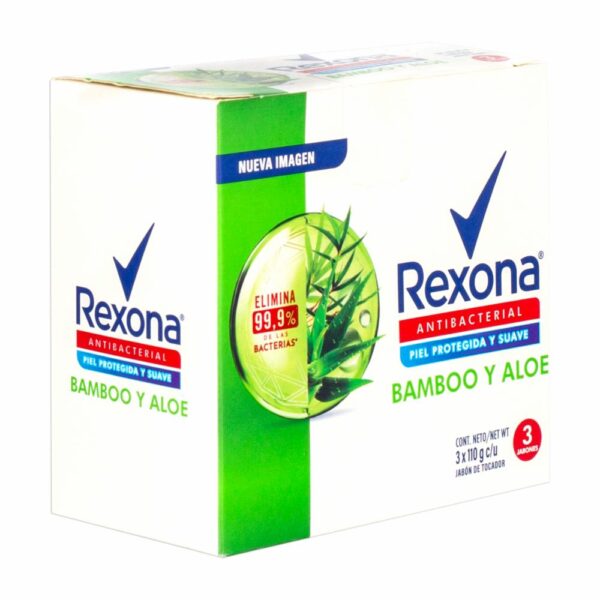 Jabón En Barra Antibacterial De Bamboo Y Aloe REXONA 3 X 110 G - Imagen 3