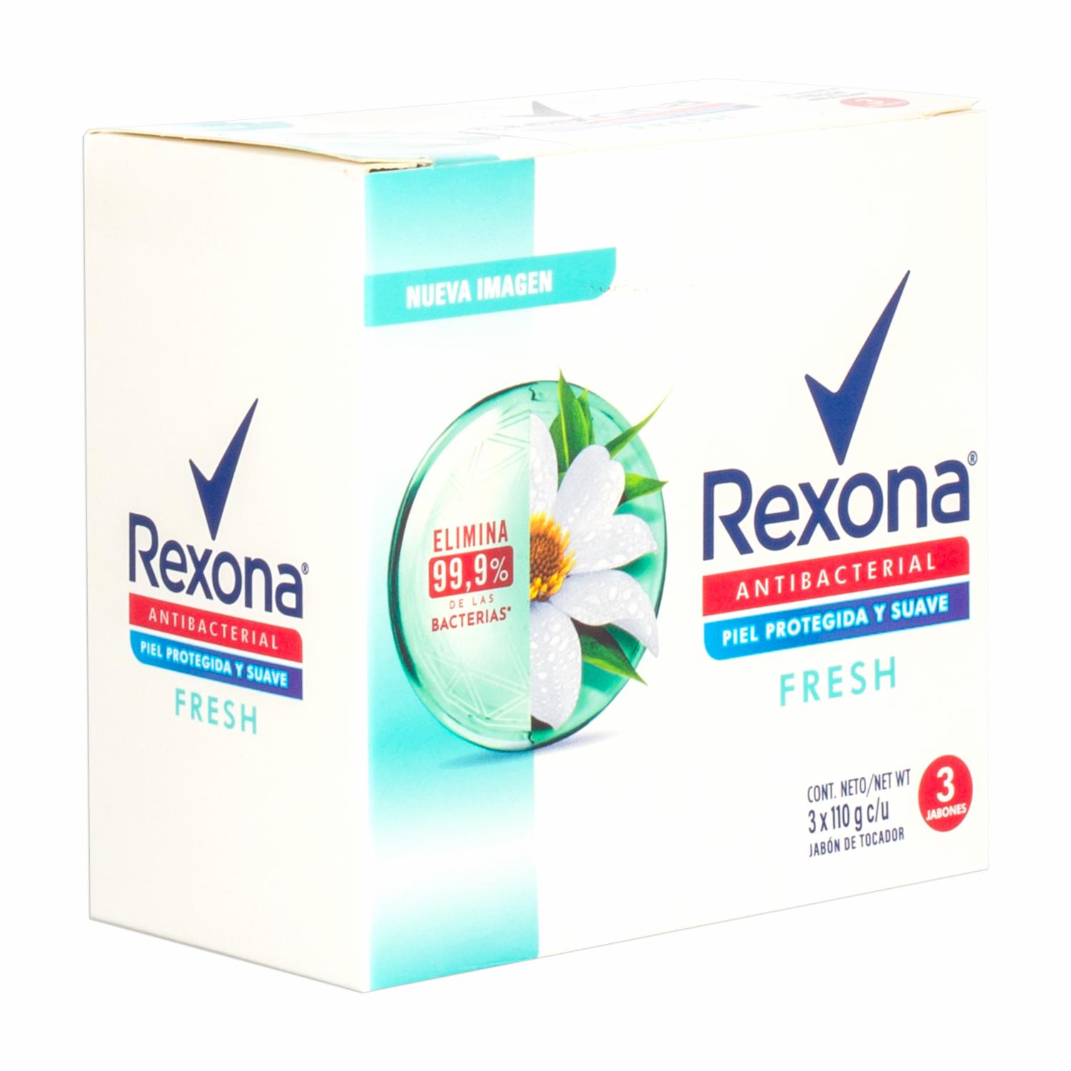 Jabón En Barra Antibacterial Fresh REXONA 3 X 110 G - Imagen 3
