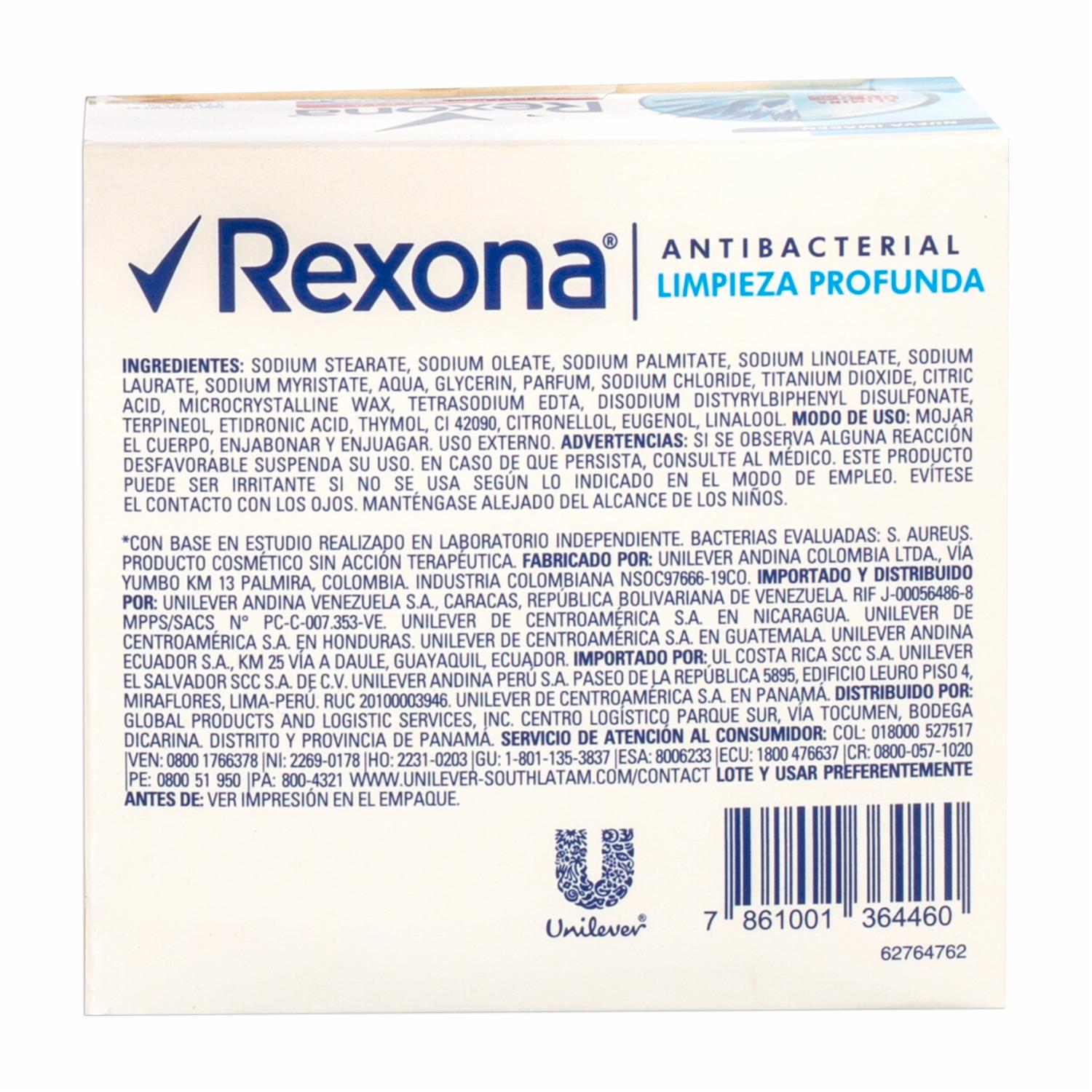 Jabón En Barra Antibacterial Limpieza Profunda REXONA 3 X 110 G - Imagen 2