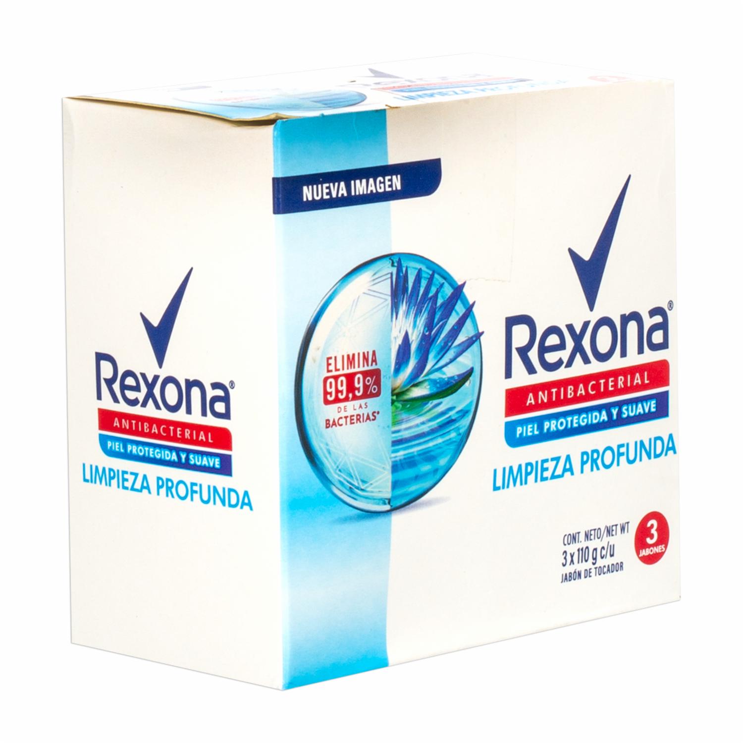 Jabón En Barra Antibacterial Limpieza Profunda REXONA 3 X 110 G - Imagen 3