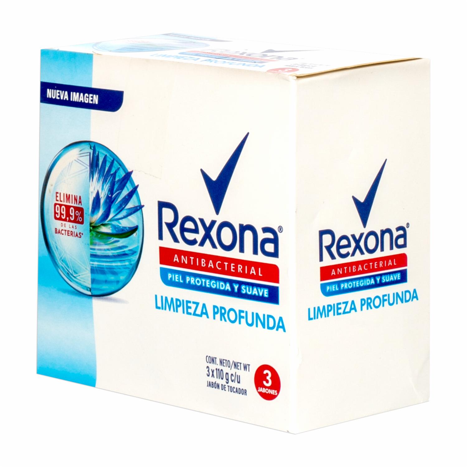 Jabón En Barra Antibacterial Limpieza Profunda REXONA 3 X 110 G - Imagen 4