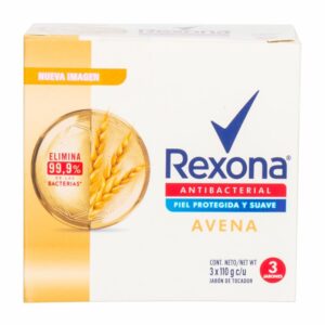 Jabón En Barra Antibacterial De Avena REXONA 3 X 110 G