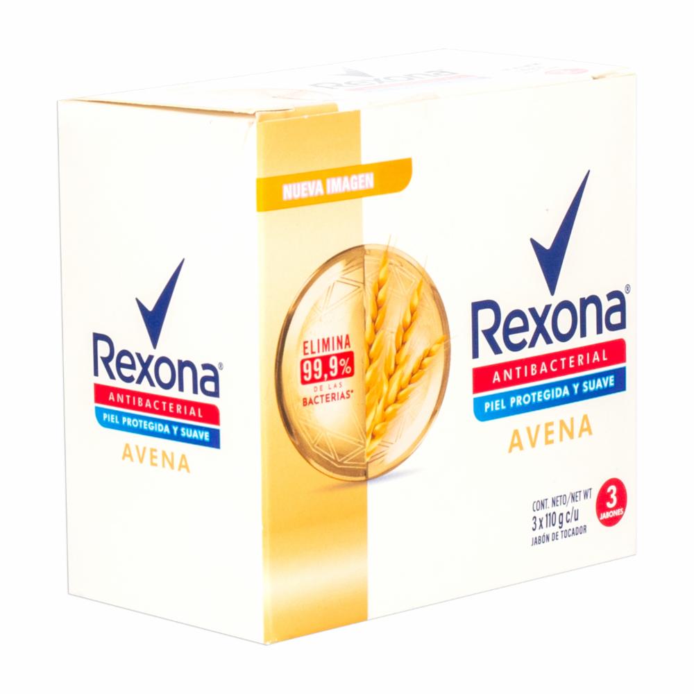 Jabón En Barra Antibacterial De Avena REXONA 3 X 110 G - Imagen 3
