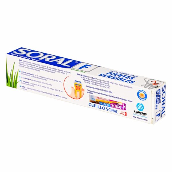 Crema Dental Dientes Sensibles Con Aloe Vera SORAL 112 G - Imagen 2