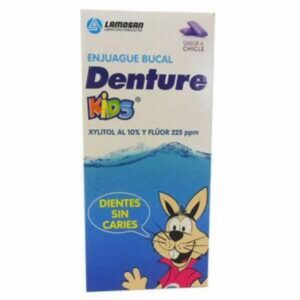 Enjuague Bucal Infantil Sabor A Chicle Xylitol Y Fluor DENTURE 240 Ml