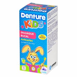 Enjuague Bucal Infantil Sabor A Chicle Xylitol Y Fluor DENTURE 240 Ml