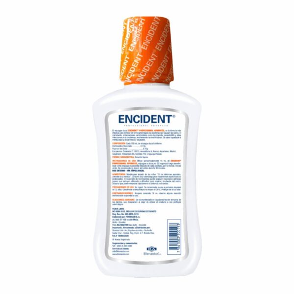 Enjuague Bucal Sabor A Menta Fresca Encías Sensibles Sin Alcohol ENCIDENT 300 Ml - Imagen 2