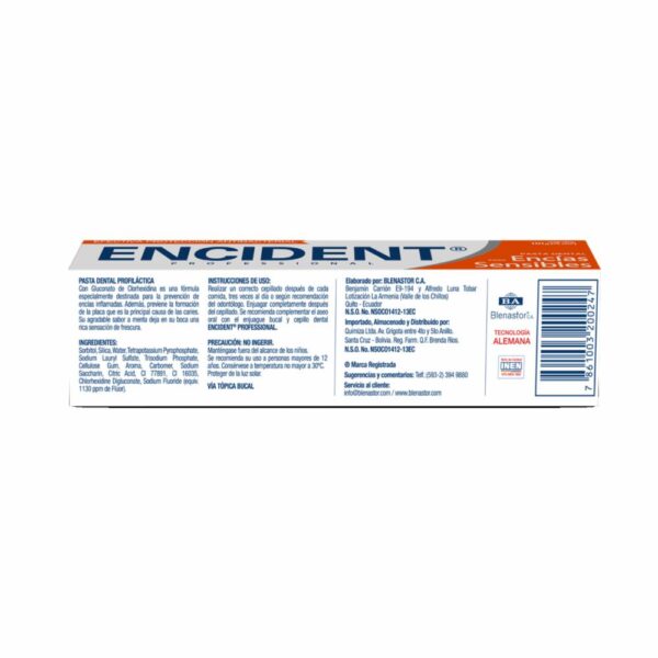 Crema Dental Profesional Menta ENCIDENT 75 Ml - Imagen 2