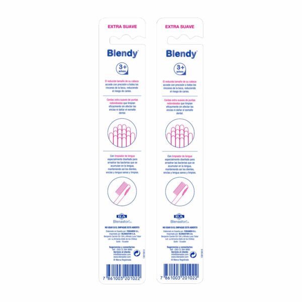 Cepillo Dental Infantil Con Tapa Protectora +3 Años Cerda Extra Suave BLENDY Unidad - Imagen 2