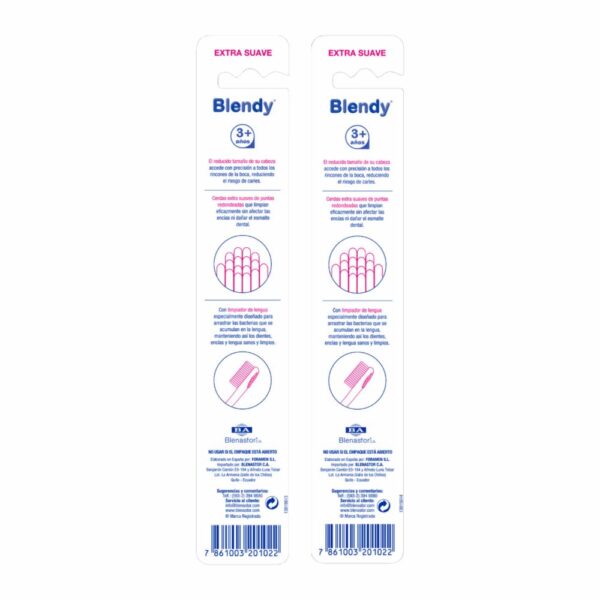Cepillo Dental Infantil Con Tapa Protectora +3 Años Cerda Extra Suave BLENDY Unidad - Imagen 2