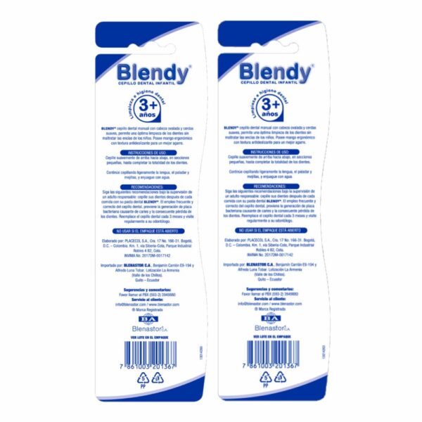 Cepillo Dental Infantil Cerdas Suaves +3 Años BLENDY X 3 Uds - Imagen 2