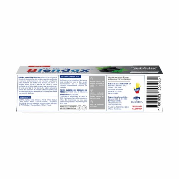 Crema Dental Extractos Naturales Bambú Con Carbón Activado BLENDAX 102 G - Imagen 2