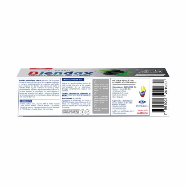 Crema Dental Extractos Naturales Bambú Con Carbón Activado BLENDAX 102 G - Imagen 2