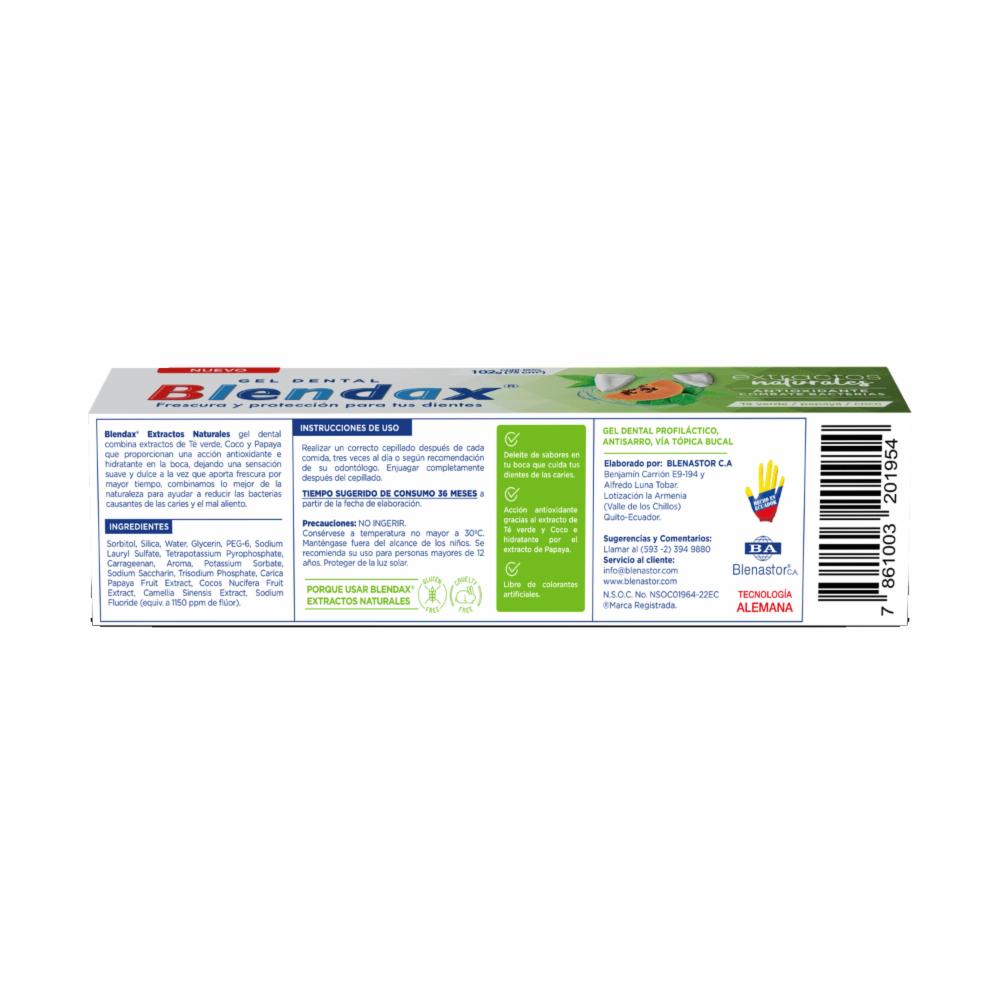 Crema Dental Con Extractos Naturales Té Verde Y Papaya BLENDAX 102 G - Imagen 2
