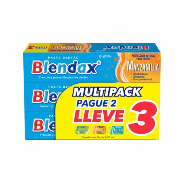 Crema Dental Manzanilla + Ultra Frescura + Aloe Vera BLENDAX Pack 2x3 - Imagen 2