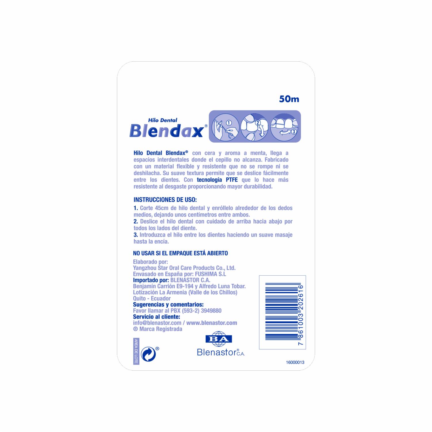 Hilo Dental Encerado BLENDAX 50 M - Imagen 2