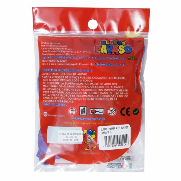 Globos Colores Surtidos PAYASO X 10 Uds - Imagen 2