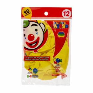 Globos N12 Amarillo PAYASO X 10 Uds