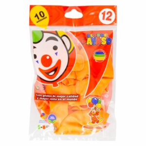Globos N12 Naranja PAYASO X 10 Uds