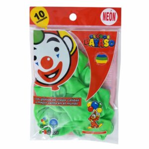 Globos Neón Verde N10 PAYASO X 10 Uds