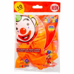 Globos De Neón Tono Naranja PAYASO X 10 Uds