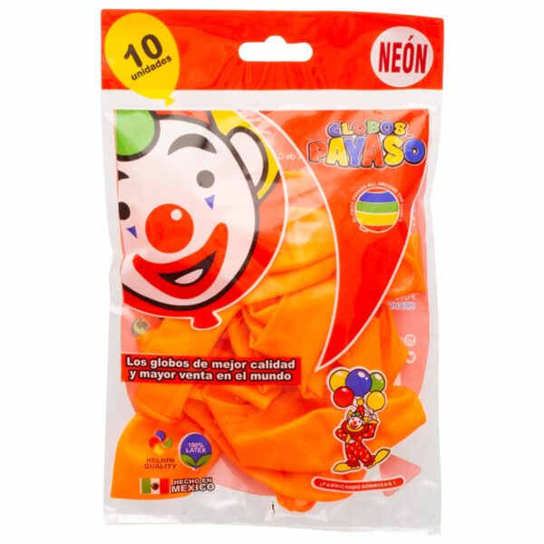 Globos De Neón Tono Naranja GLOBOS PAYASO X 10 Uds