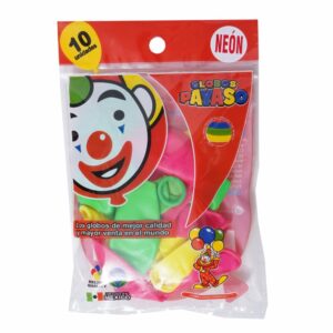 Globos Neón Surtido N10 PAYASO X 10 Uds