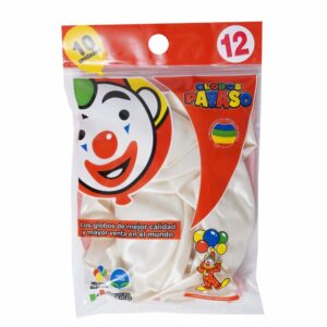 Globos Payaso N°12 Perla Blanco PAYASO Pack X 10