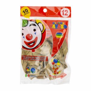 Globo N12 Metálico Oro Funda PAYASO X 10 Uds
