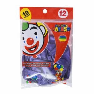 Globo Metálico Morado Funda PAYASO X 10 Uds