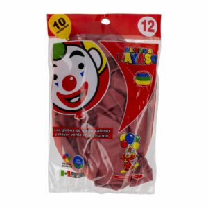 Globos N°12 Metálico Rojos PAYASO Pack X 10