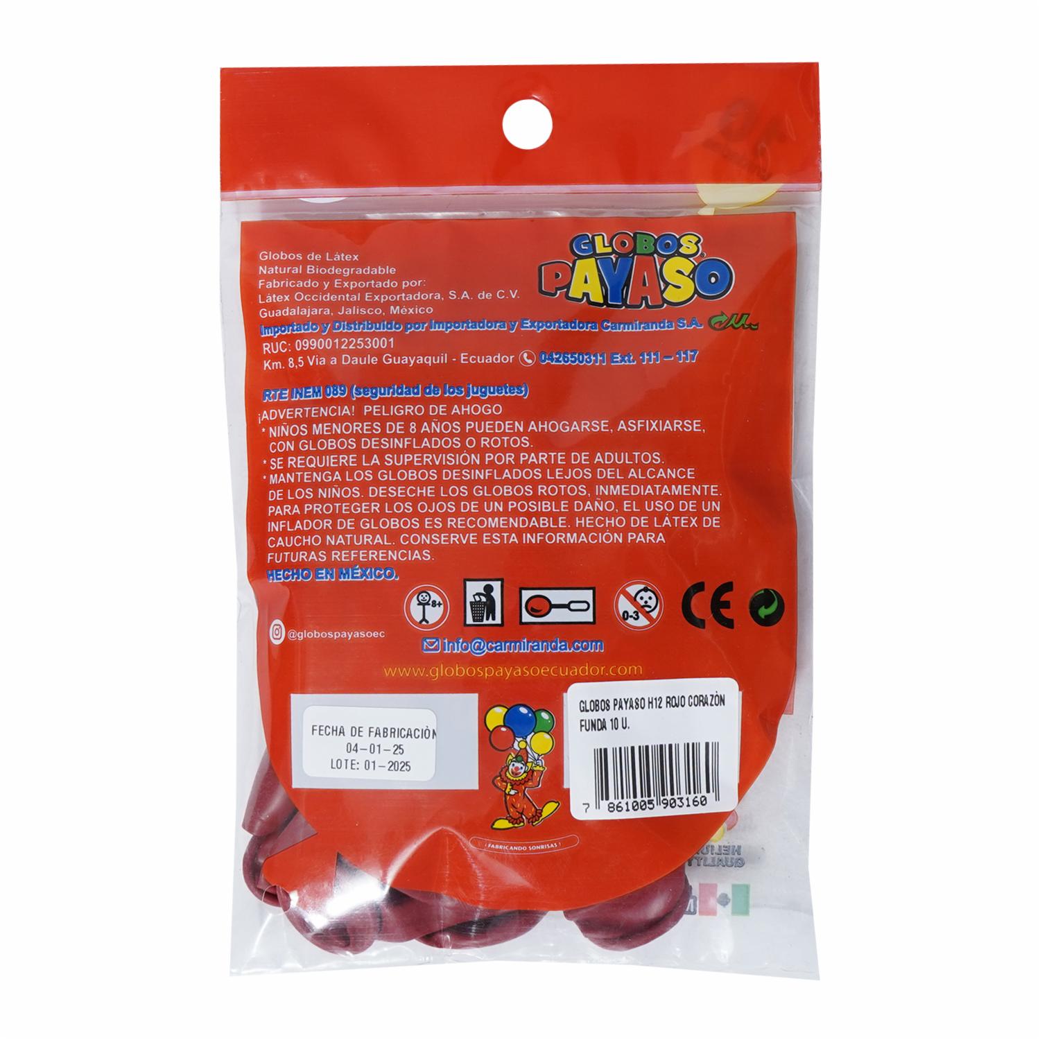 Globos Payaso N°12 Corazón GLOBOS PAYASO X 10 Uds - Imagen 2