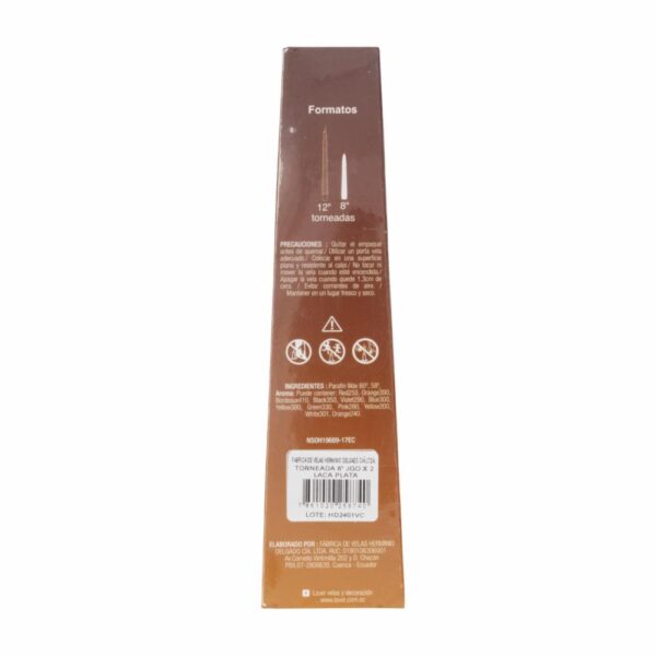 Vela Decorativa Torneada 8 Juego X2 Lac Plata LAVEL 2 X 18 5 Cm - Imagen 2