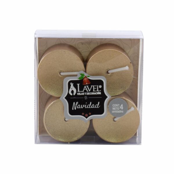 Vela Votiva 4X4X4 Laca Dorado LAVEL 8 1 X 8 1 X 4 Cm - Imagen 2