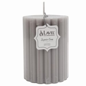 Vela Decorativa Acanalada Redonda Color Gris LAVEL 10 X 7 Cm