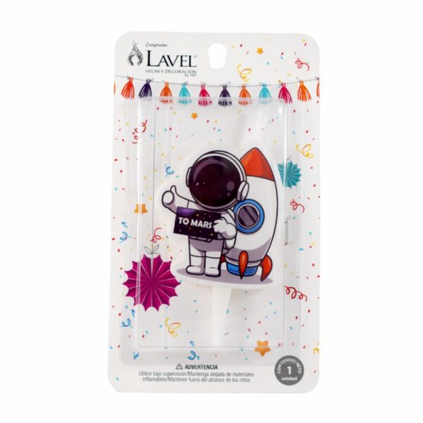 Vela De Cumpleaños Diseño Astronauta LAVEL Unidad - Imagen 2