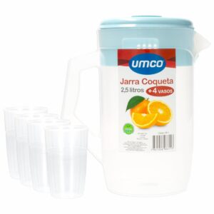 Set Jarra Plástica + 4 Vasos UMCO x 5 Piezas