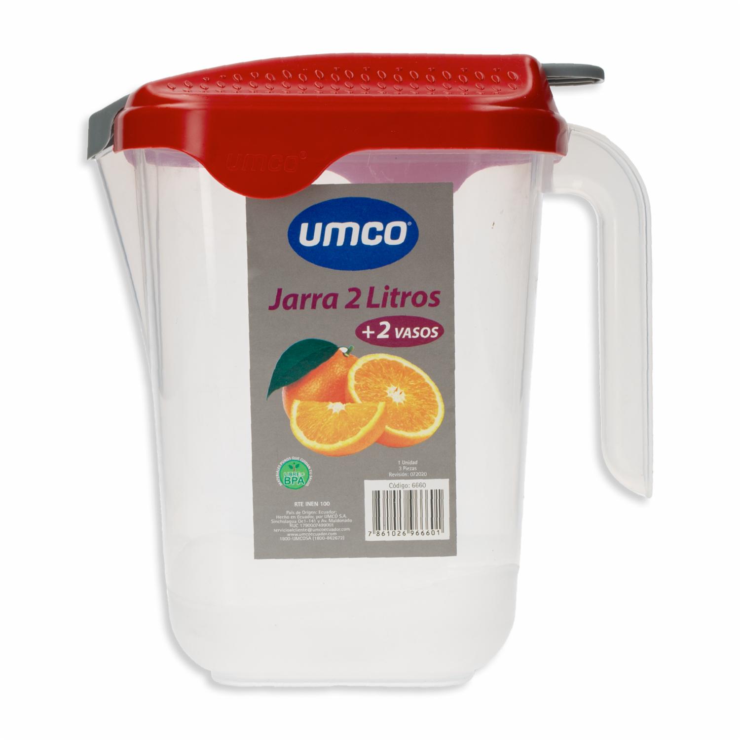 Set Jarra Para Bebidas Con 2 Vasos UMCO Unidad - Imagen 2