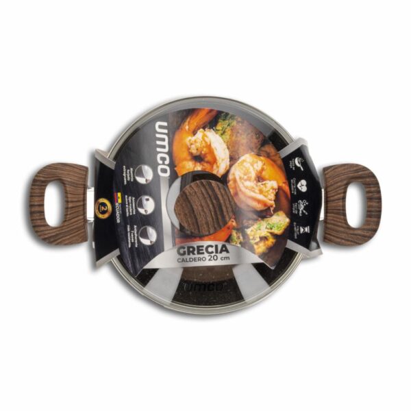 Caldero De Inducción Diseño Grecia Con Tapa De Vidrio UMCO 1.00cm - Imagen 2