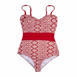 Traje De Baño Enterizo Dama Rojo Combinado SOLEI