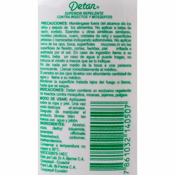Repelente Loción Frasco DETAN 60 Ml - Imagen 2